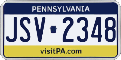 PA license plate JSV2348