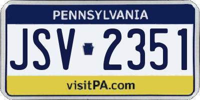 PA license plate JSV2351