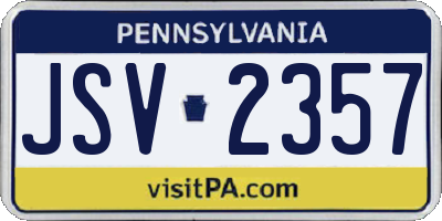 PA license plate JSV2357