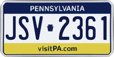 PA license plate JSV2361