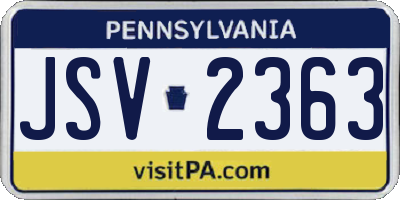 PA license plate JSV2363