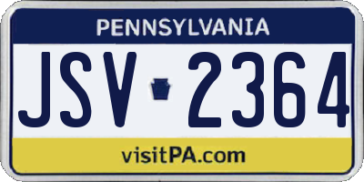 PA license plate JSV2364