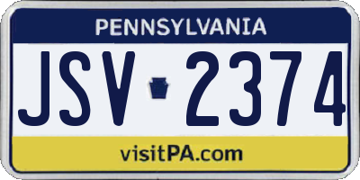 PA license plate JSV2374