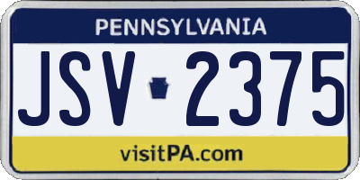 PA license plate JSV2375