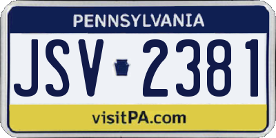 PA license plate JSV2381
