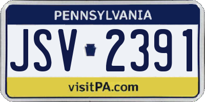 PA license plate JSV2391