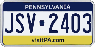 PA license plate JSV2403