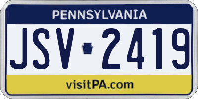 PA license plate JSV2419
