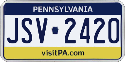 PA license plate JSV2420