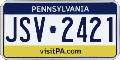 PA license plate JSV2421