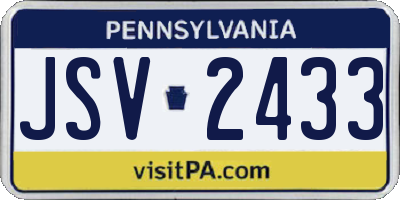 PA license plate JSV2433