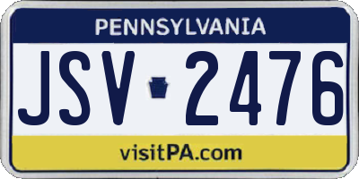PA license plate JSV2476
