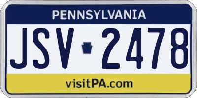 PA license plate JSV2478