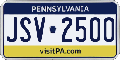PA license plate JSV2500