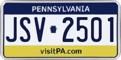 PA license plate JSV2501