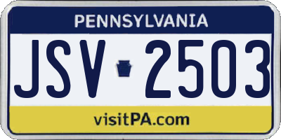 PA license plate JSV2503