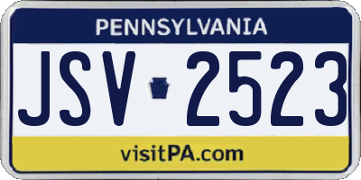 PA license plate JSV2523