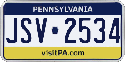 PA license plate JSV2534