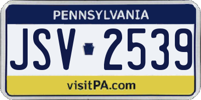PA license plate JSV2539