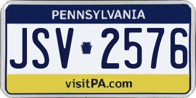 PA license plate JSV2576