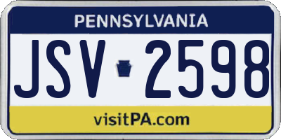 PA license plate JSV2598