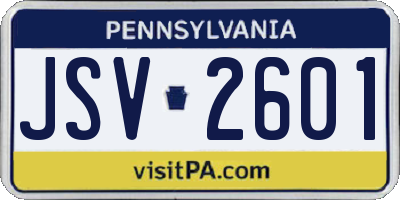 PA license plate JSV2601
