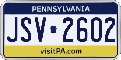 PA license plate JSV2602