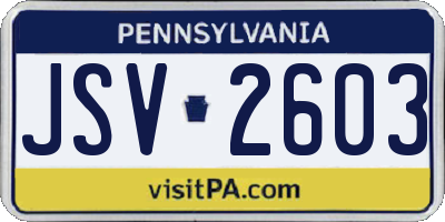 PA license plate JSV2603