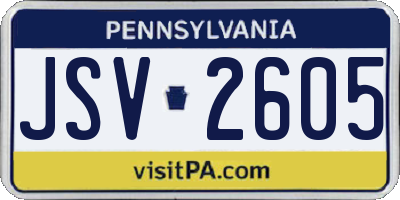 PA license plate JSV2605