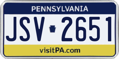 PA license plate JSV2651