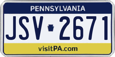 PA license plate JSV2671
