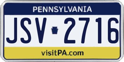 PA license plate JSV2716
