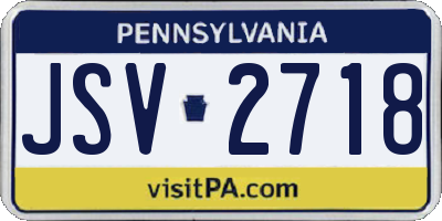 PA license plate JSV2718
