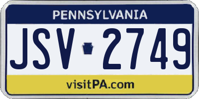 PA license plate JSV2749