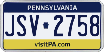 PA license plate JSV2758