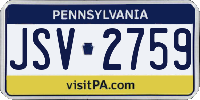 PA license plate JSV2759