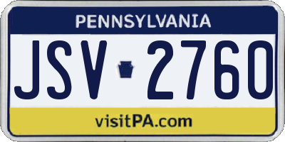 PA license plate JSV2760
