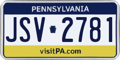 PA license plate JSV2781