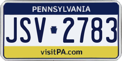 PA license plate JSV2783
