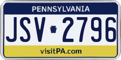 PA license plate JSV2796