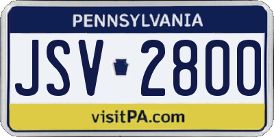 PA license plate JSV2800