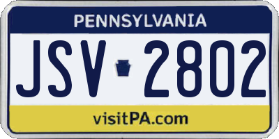 PA license plate JSV2802