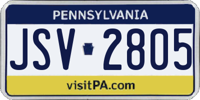 PA license plate JSV2805