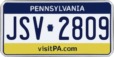 PA license plate JSV2809