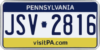 PA license plate JSV2816