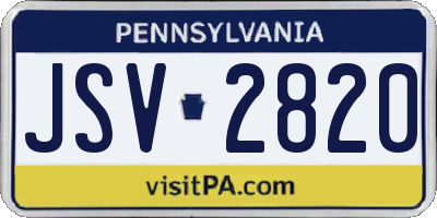 PA license plate JSV2820