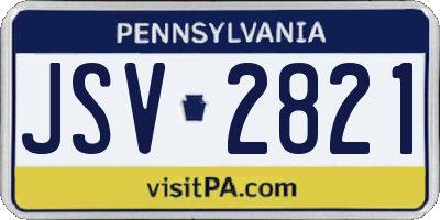 PA license plate JSV2821