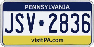 PA license plate JSV2836