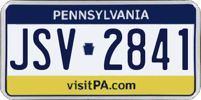 PA license plate JSV2841
