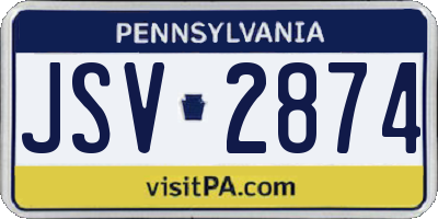 PA license plate JSV2874